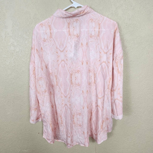 Lori Felt Los Angeles Pink Oil Slick Print Button Down Shirt XL NWT (4310) - Picture 5 of 11